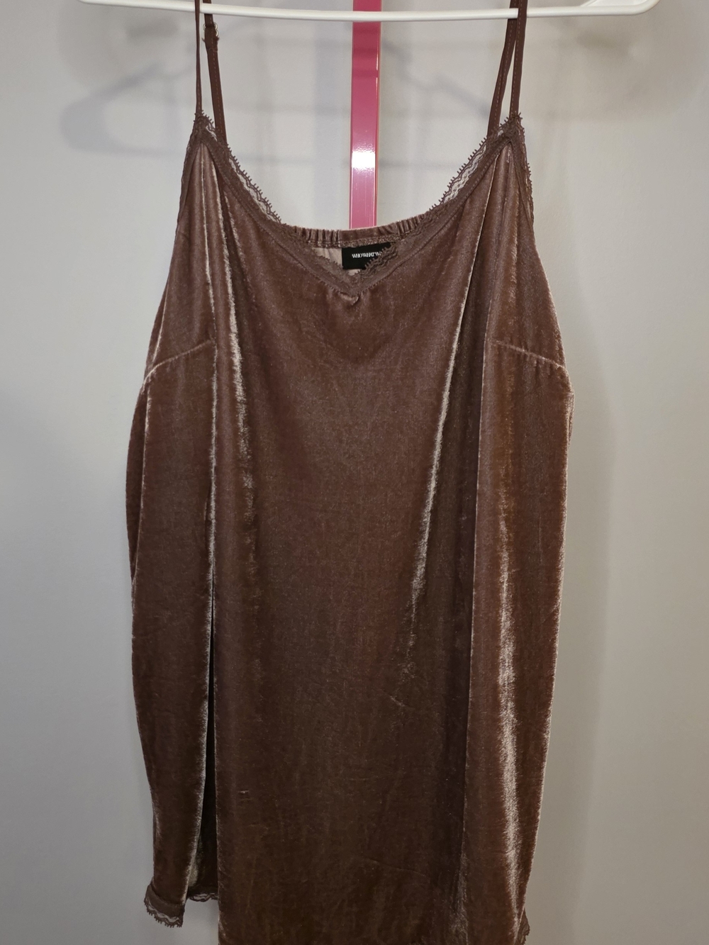 Who What Wear Mauve Velvet Lace-Trim Tank Sz XXL